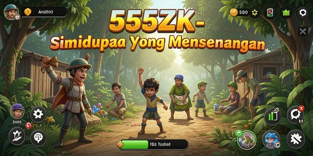 Screenshot gameplay 555ZK yang menampilkan lingkungan simulasi yang dinamis.