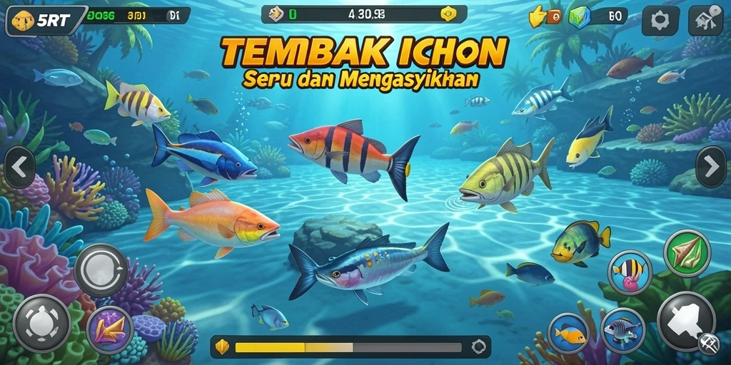 Tampilan gameplay seru saat menembak ikan di 5RT.