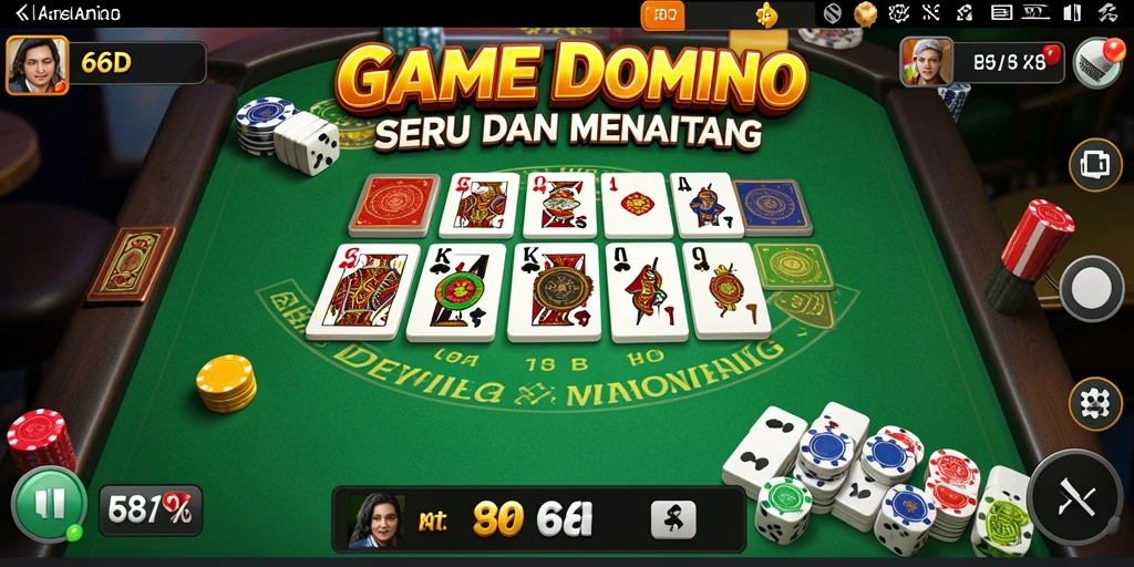 Tampilan screenshot utama dari 66D yang menunjukkan gameplay domino.
