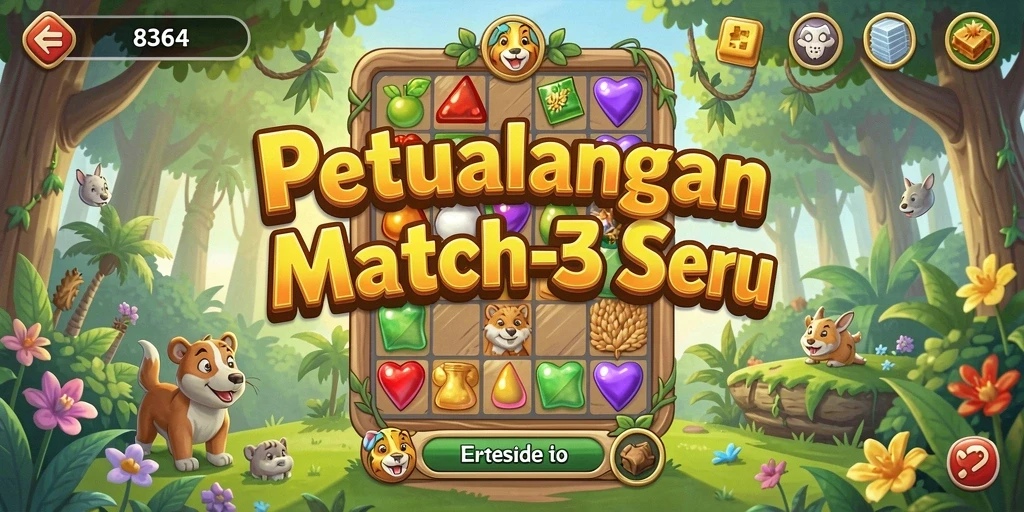 Screenshot gameplay seru dari 8364 dengan elemen Match-3.