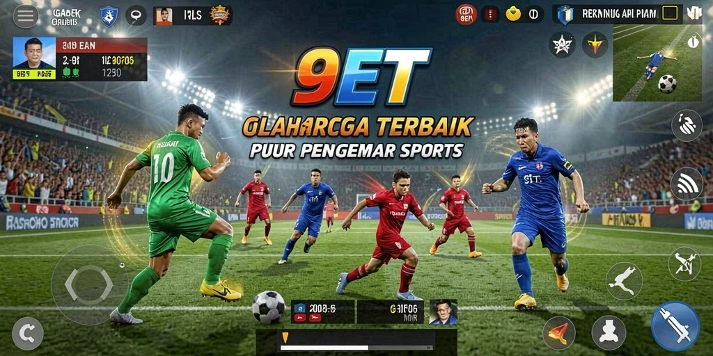 Tampilan gameplay mendebarkan dari 9ET dalam aksi olahraga.