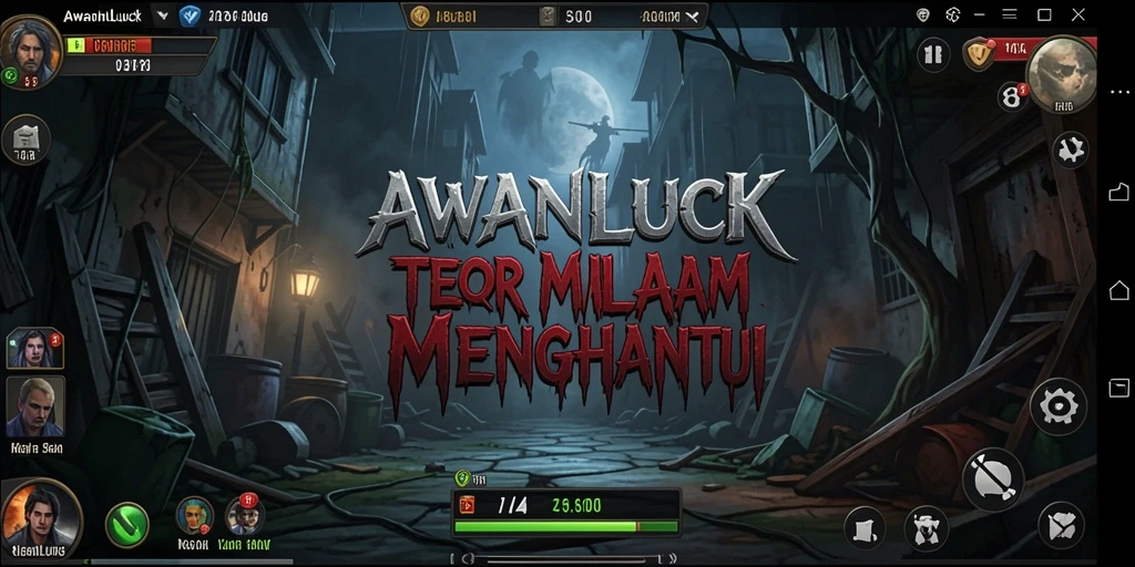 Screenshot gameplay <strong>AWANLUCK</strong> menangkap momen mencekam di kegelapan.