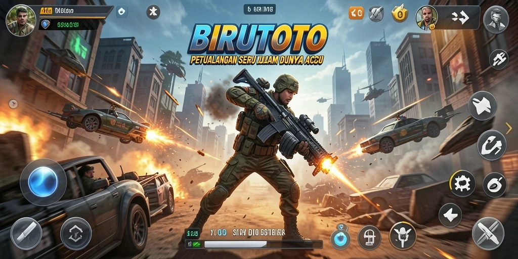 Tampilan aksi seru dalam gameplay BIRUTOTO.