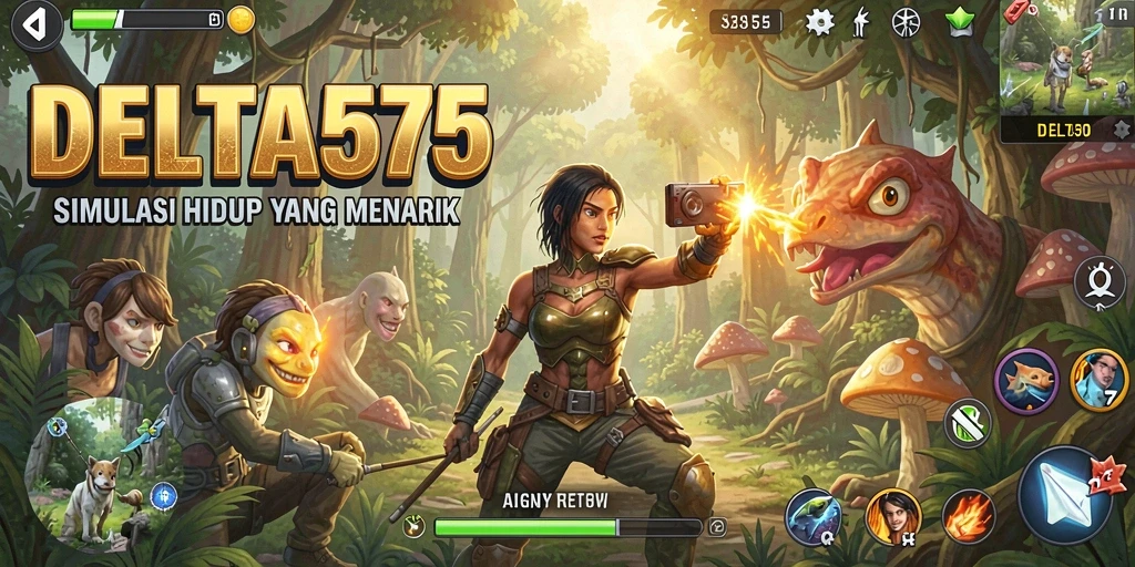 Screenshot gameplay DELTA575 menampilkan kehidupan virtual yang mendetail.