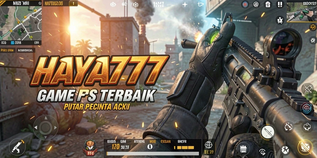 Tampilan gameplay seru HAYA777 di medan tempur FPS.