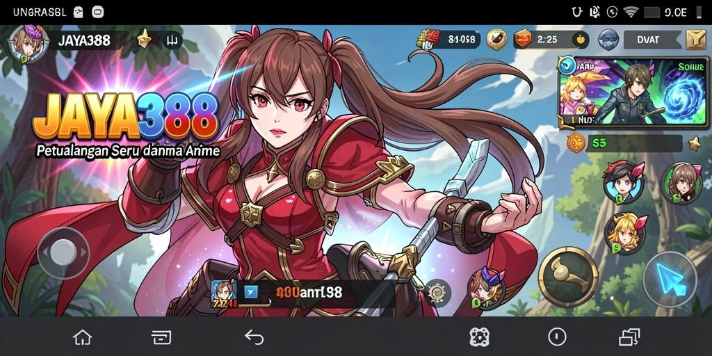 Tampilan screenshot utama JAYA388 yang menunjukkan gameplay seru dalam dunia anime.