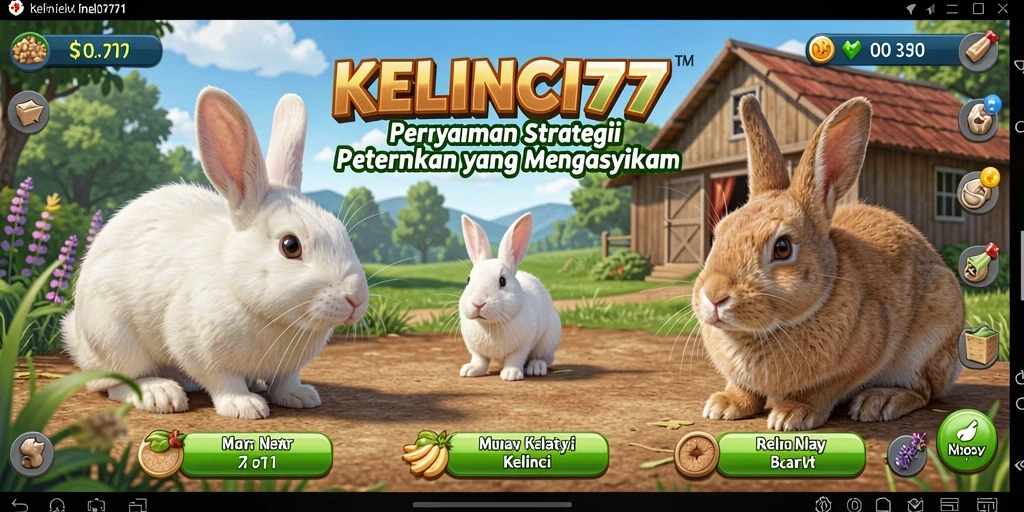 Tangkapan layar KELINCI777 yang menampilkan kelincian lucu di peternakan.
