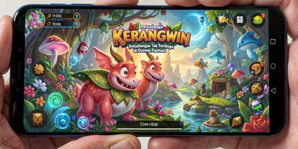 Gameplay KERANGWIN yang penuh aksi dalam dunia petualangan.