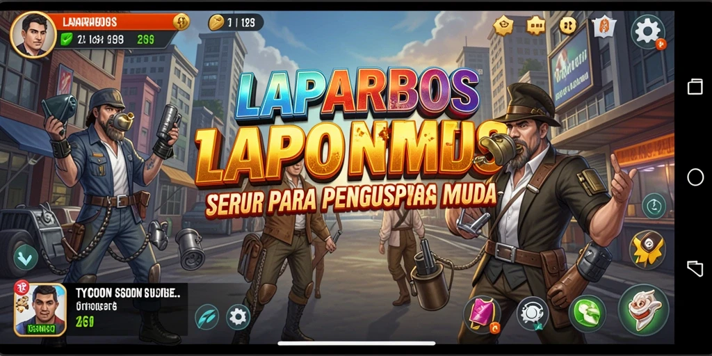 Screenshot LAPARBOS menampilkan gameplay seru sebagai pengusaha sukses.