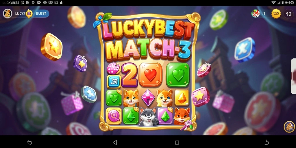 Tangkapan layar gameplay LUCKYBEST menampilkan momen seru mencocokkan item.