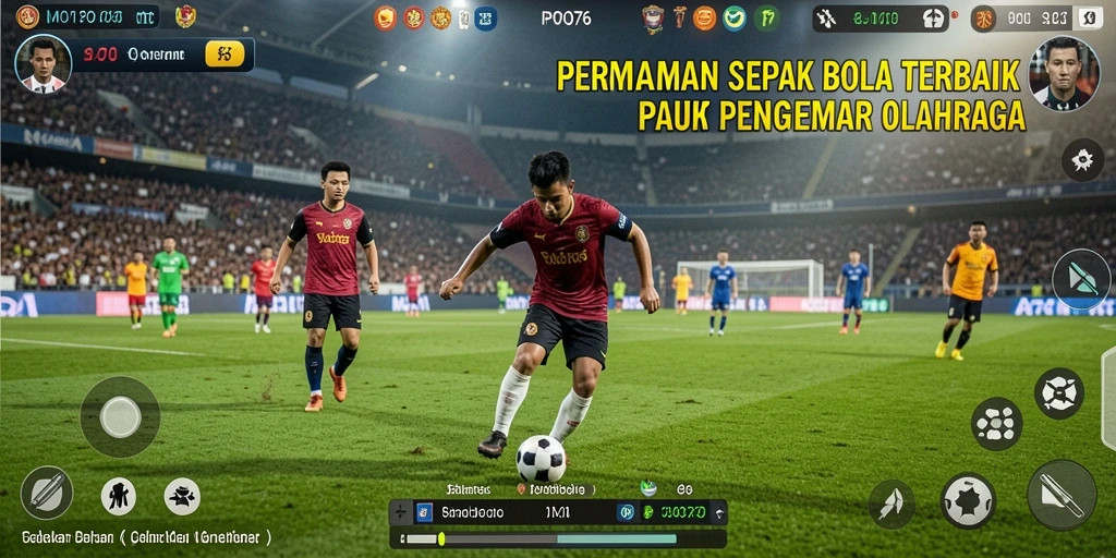 Screenshot MPO76 menampilkan aksi seru di lapangan sepak bola.