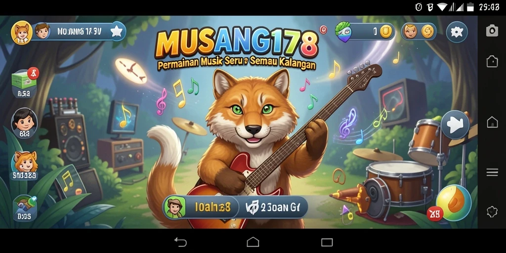 Tampilan gameplay seru dalam MUSANG178 dengan lagu-lagu menarik.