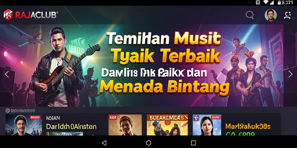 Tampilan gameplay RAJACLUB dengan fitur karaoke dan playlist.