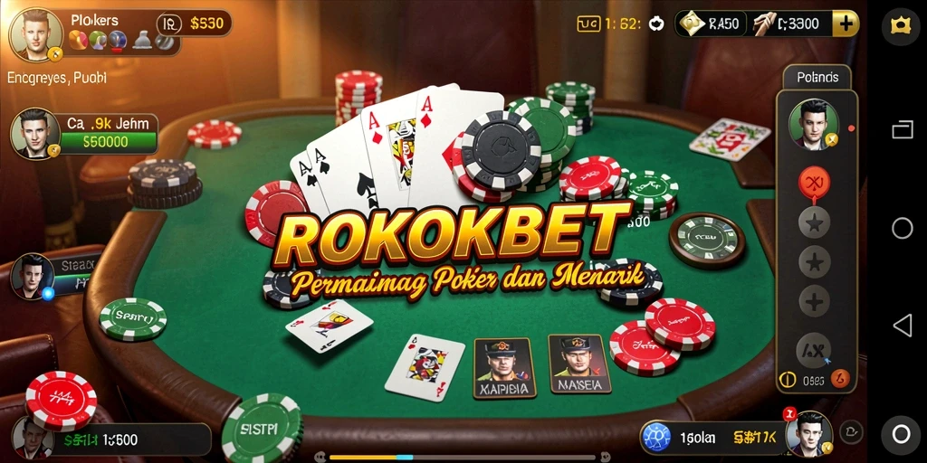Tampilan screenshot ROKOKBET menampilkan permainan Poker yang penuh aksi.