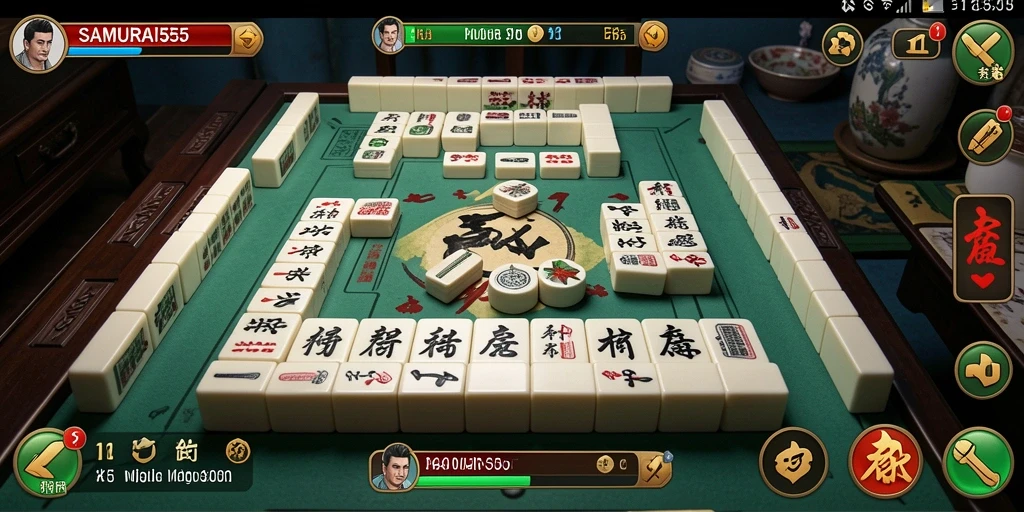 Screenshot utama SAMURAI555 menampilkan gameplay Mahjong yang menarik.
