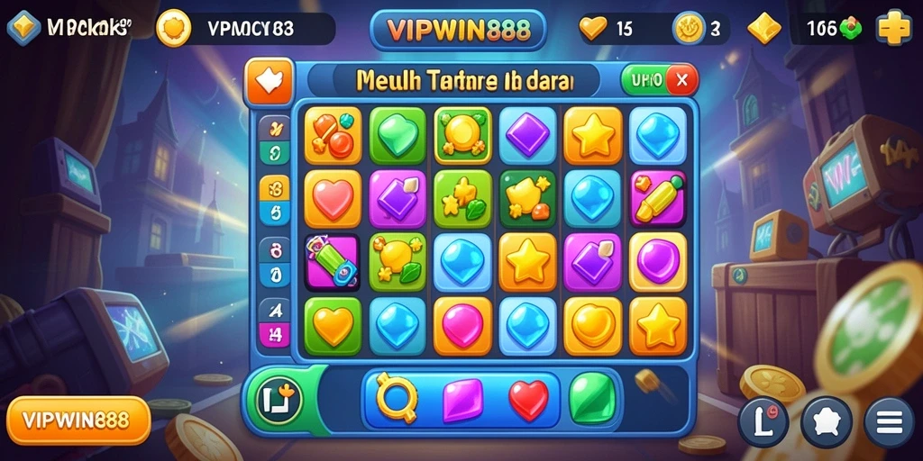 Tampilan gameplay Match-3 di VIPWIN88 yang seru dan mengasyikkan.