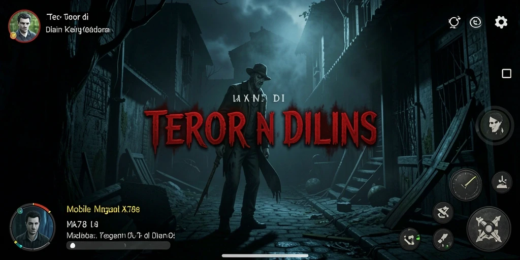 Screenshot gameplay horror X78 menampilkan suasana gelap menakutkan.