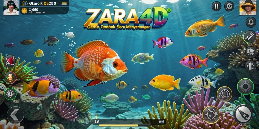 Tampilan gameplay ZARA4D dengan aksi menembak ikan yang seru.